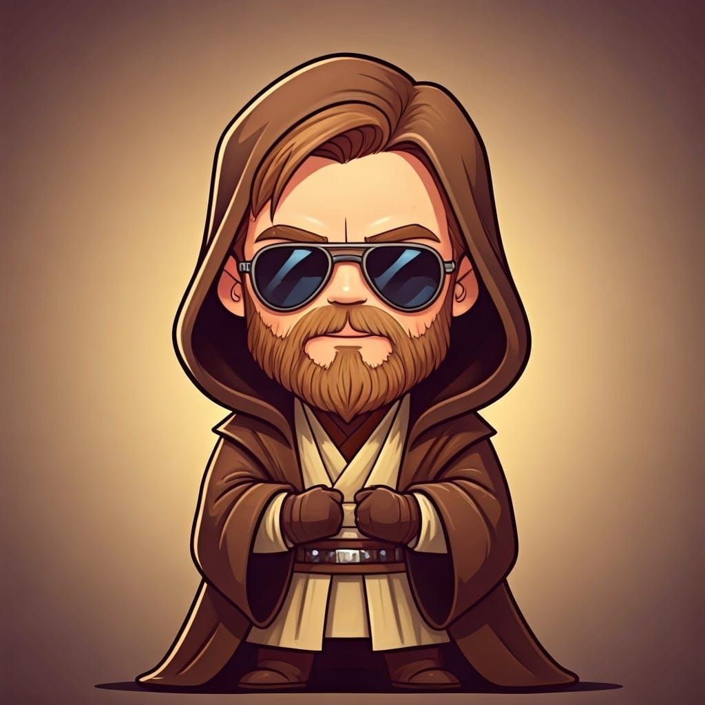 Chibi Obi-Wan Kenobi with Aviator Sunglasses