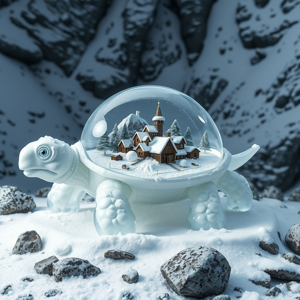 Icy Tortoise with Snow Globe Shell
