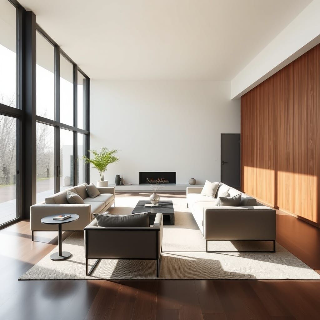 Sleek Modern Minimalist Oasis with Walnut Accents and Natura...