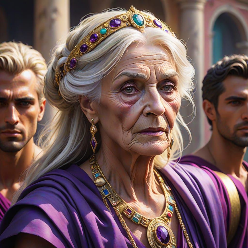 Roman Empress: Hyperrealistic Portrait of an Elderly Person