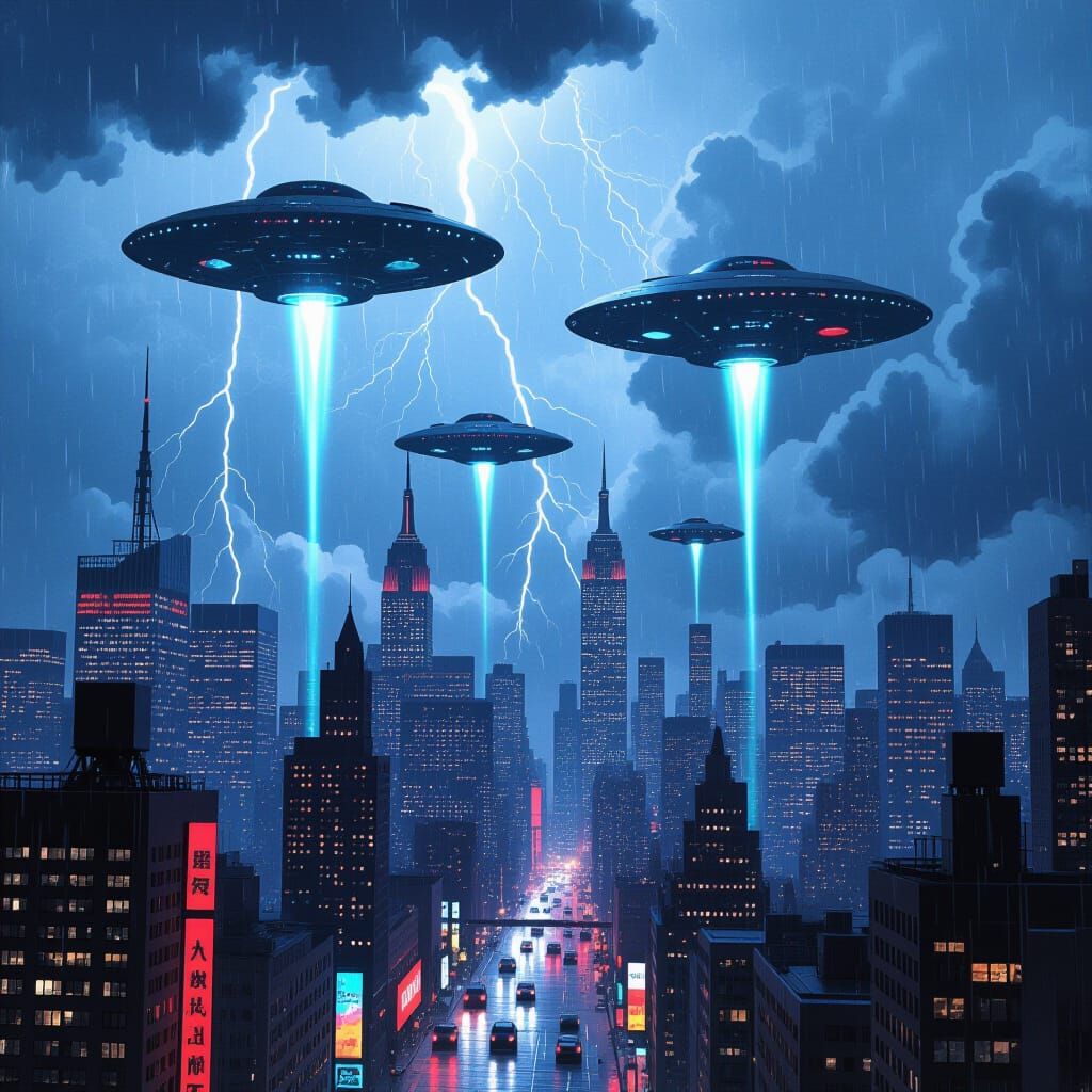 Cyberpunk Invasion: Acid Rain Over New York