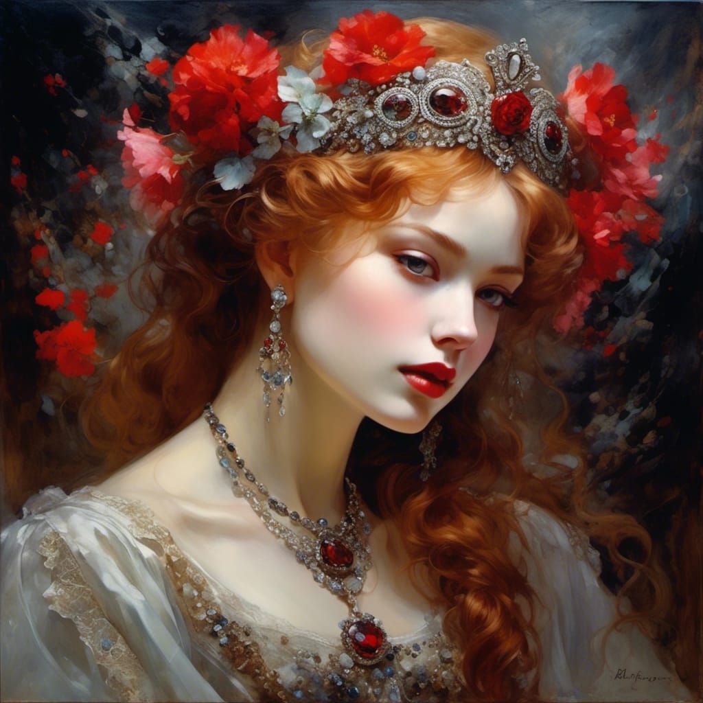 Gothic Portrait of Polish Noblewoman as Oil Painting