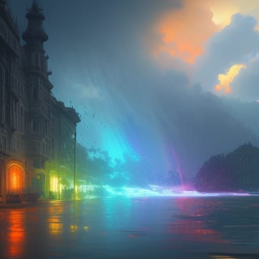 Vibrant Sunset Rainbow in Triadic Colors