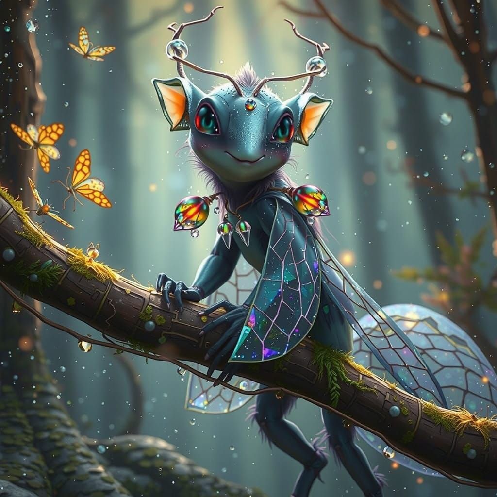 Mystical Firefly in a Snowglobe of Whispers