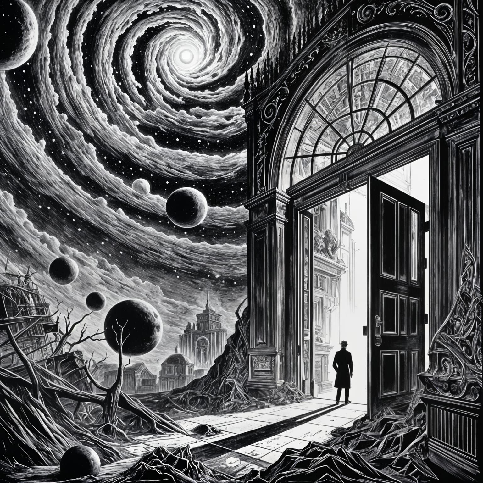 Ethereal Threshold in Black and White