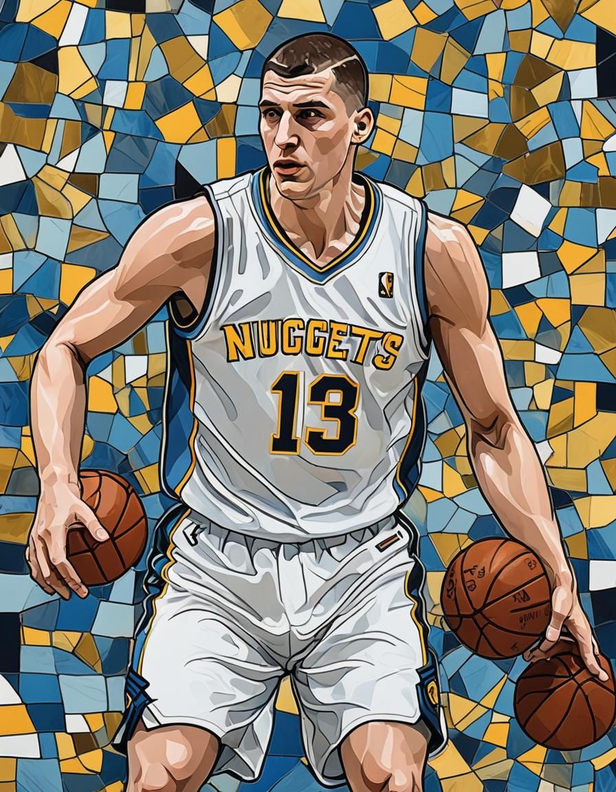 Nikola Jokic Stained Glass Illustration in Contemporary Art ...