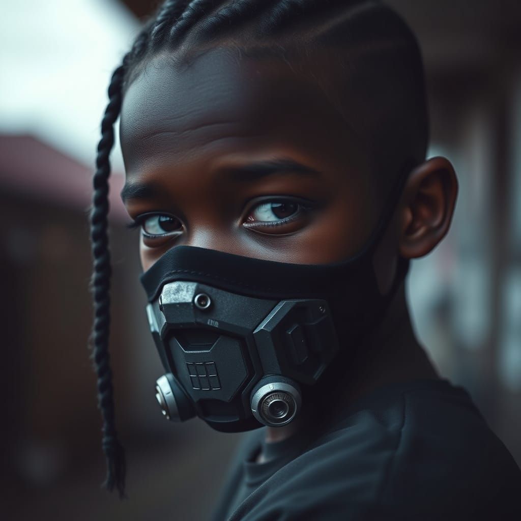 Disturbing Masked Boy in Dark Aesthetic