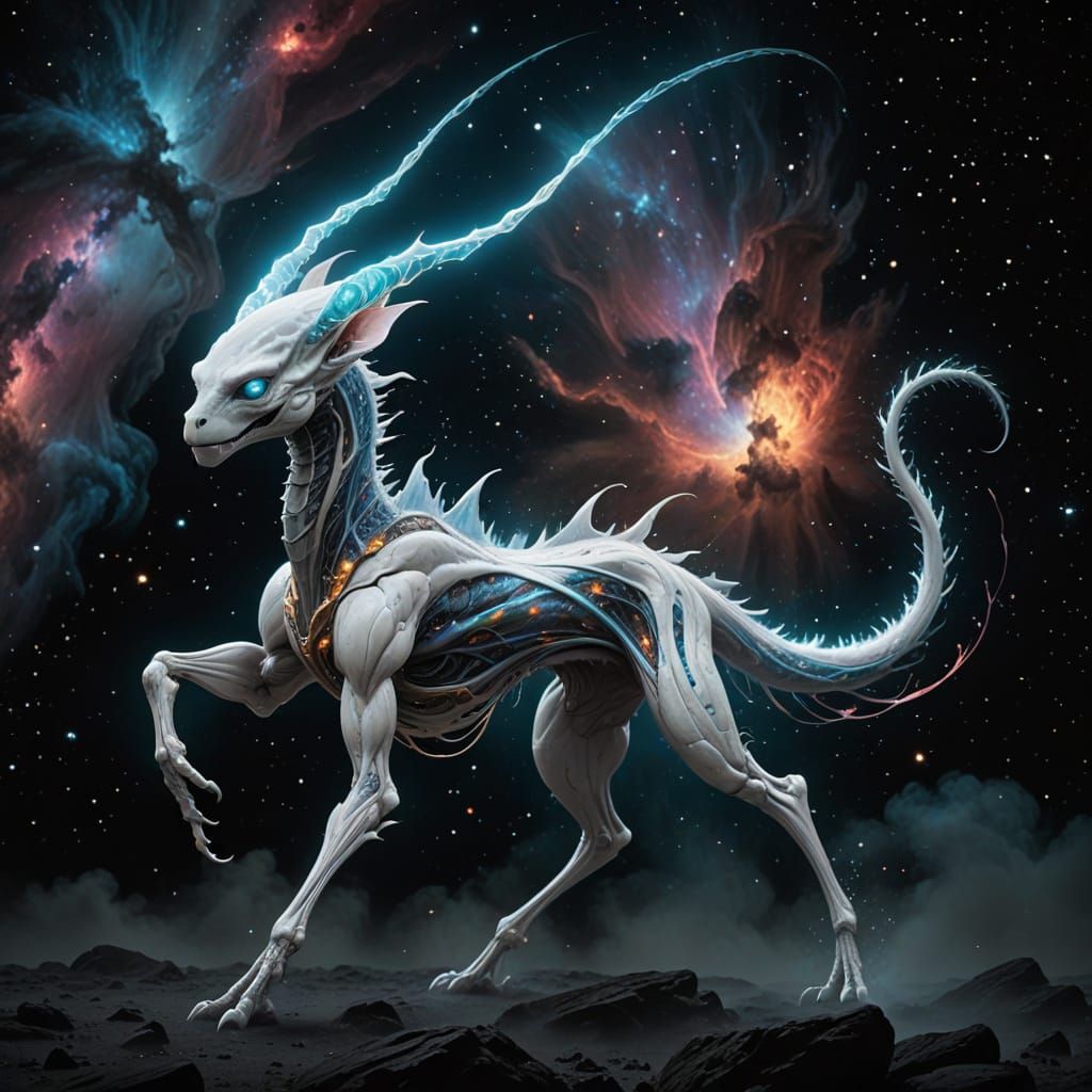 Ethereal Alien Creature Swimming Through Space