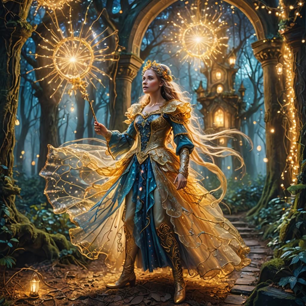 Mystical Woman in Enchanted Forest: Vibrant Oil Painting