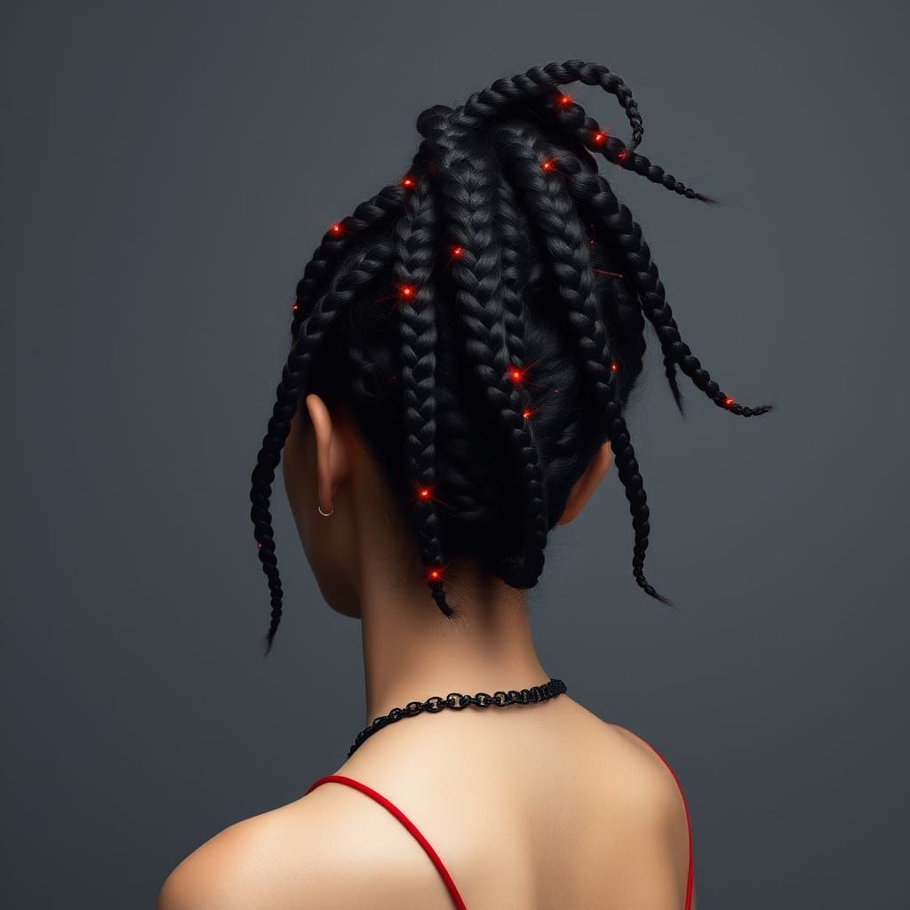 Elegant Woman with Sculpted Hair and Evening Gown