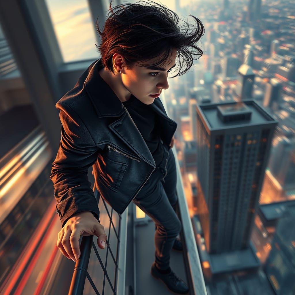 High-Rise Balcony View in Hyperrealistic Style