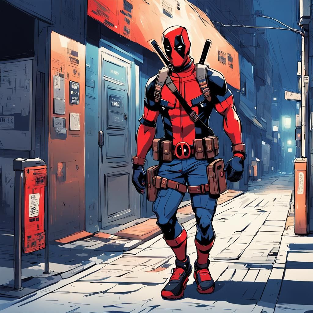 Deadpool Listens to Music in Cel-Shaded Anime Style