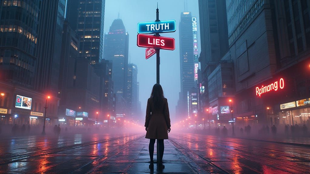 Truth and Lies Intersect in Shimmering Metropolis
