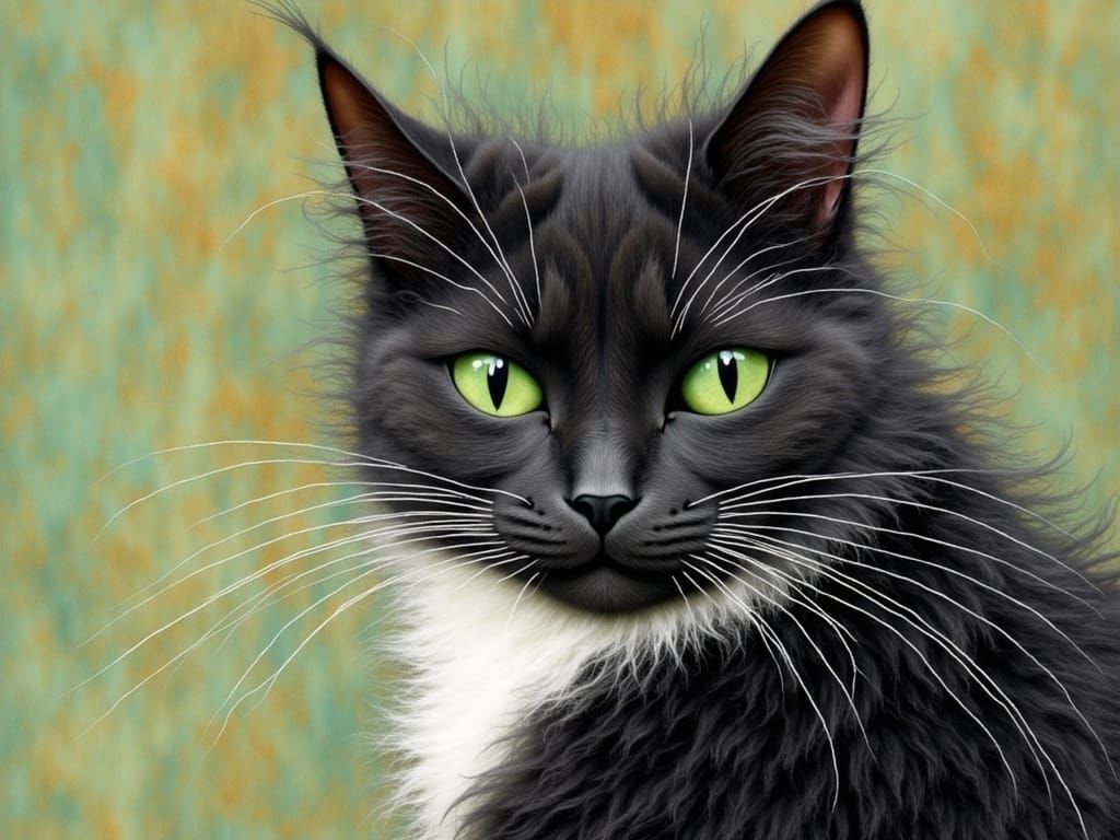 Halloween Cat in Tim Burton Style