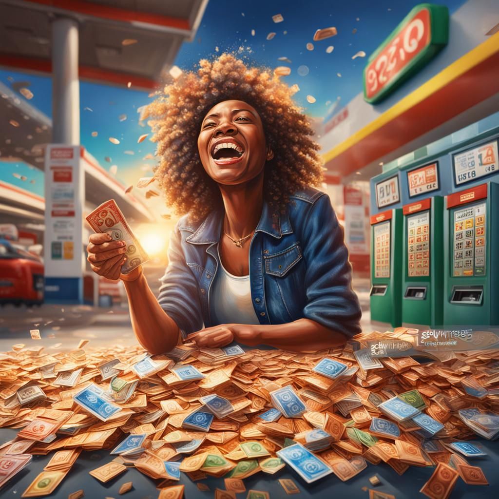 Woman Wins Lottery: Hyperrealistic Splash Art