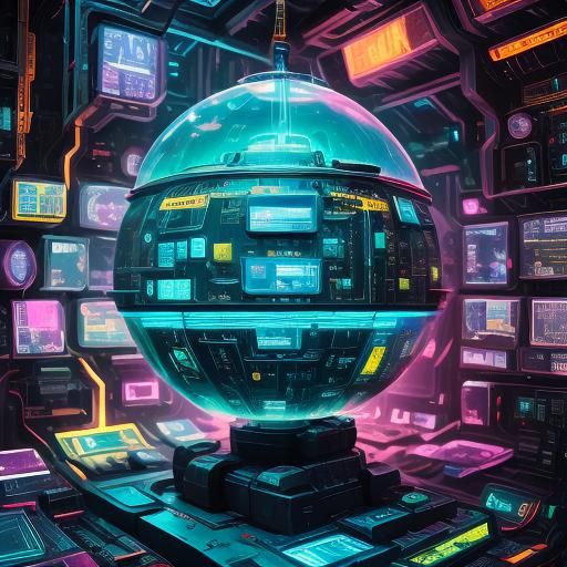 Cyberpunk Space Station with Gravity Ring in Orbit