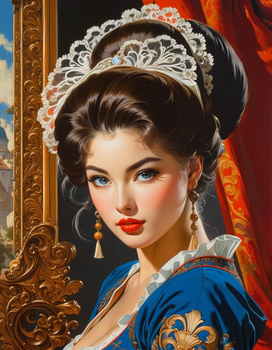 Fantasy Pinup Women in Baroque Style, Inspired by James Gurn...