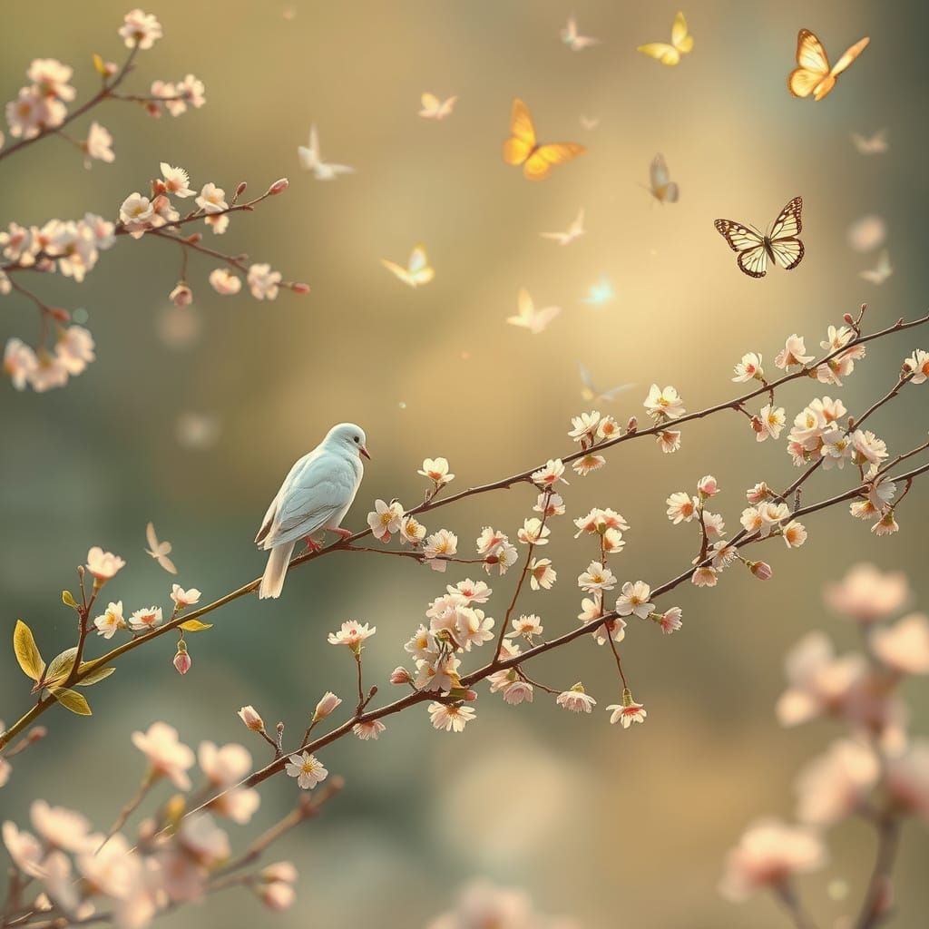 Dreamy Garden Scene in Pastel Hues