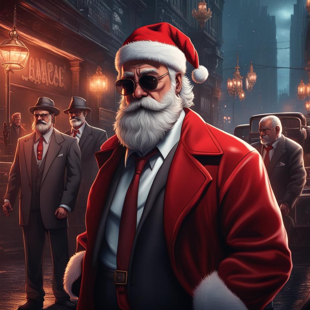 Santa Claus as Mafia Boss in Comic Style