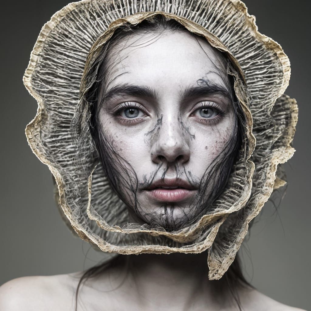 Grotesquecore Face in Vibrant Shibori Textures