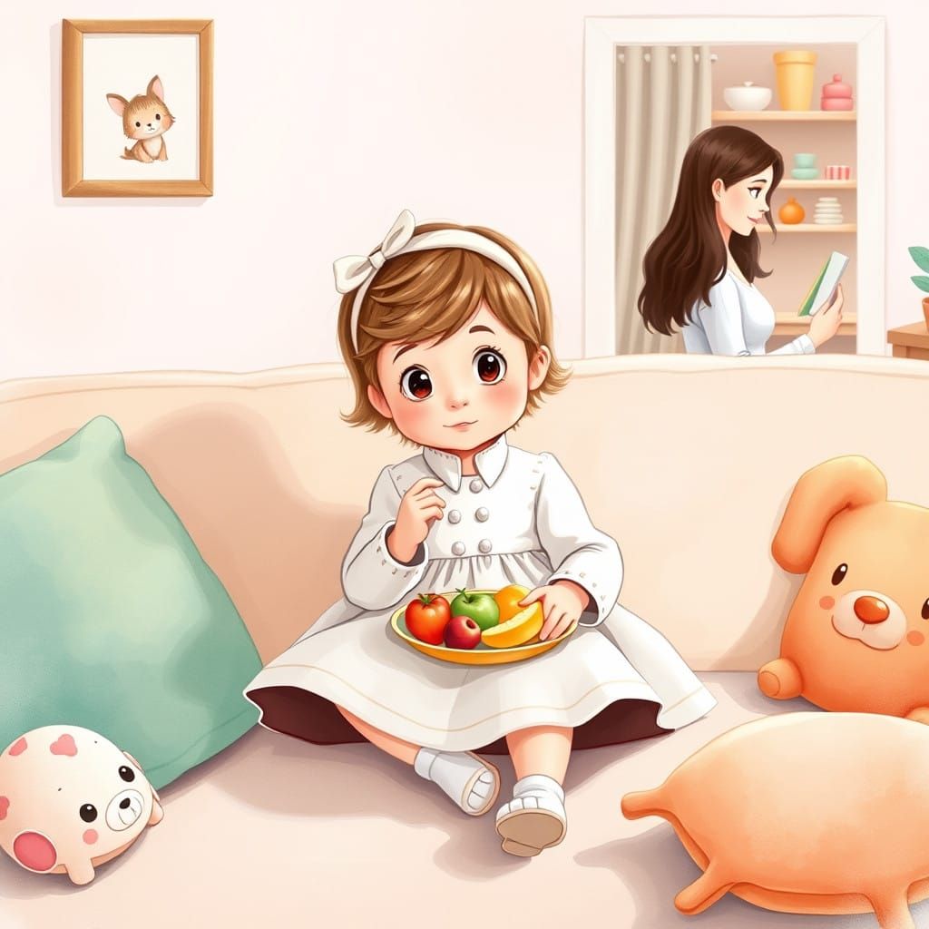 Sweet Whimsy: Charming Digital Illustration of Childhood Inn...