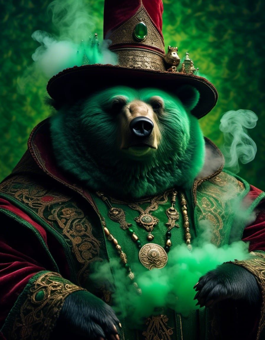 Emerald Magician Bear Wizard Portrait