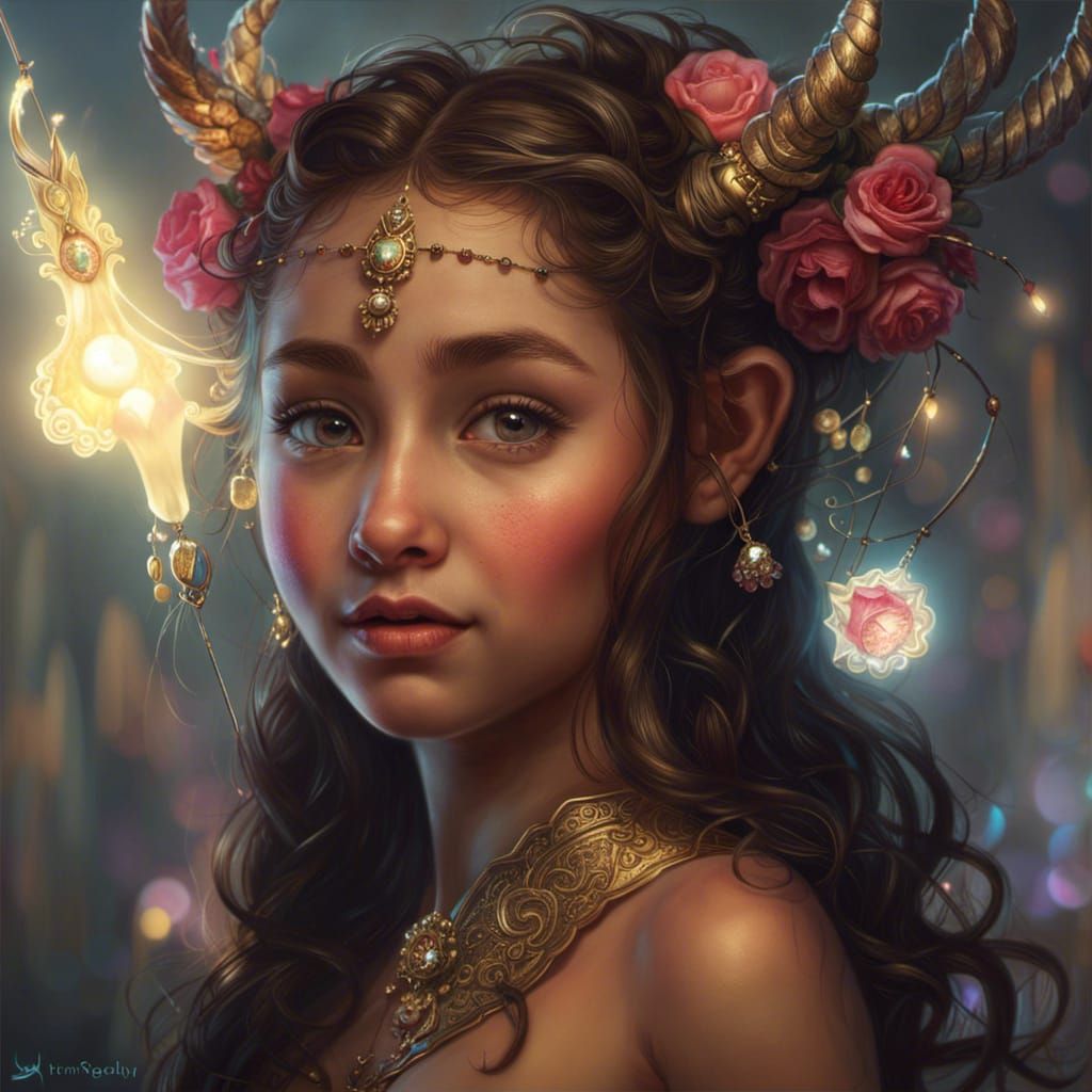 Detailed Portrait of a Cute Centaur with Bow