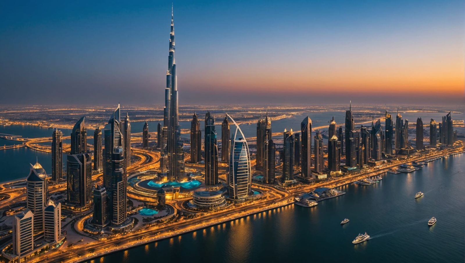 Dubai Skyline Banner: Modern Luxury at Night