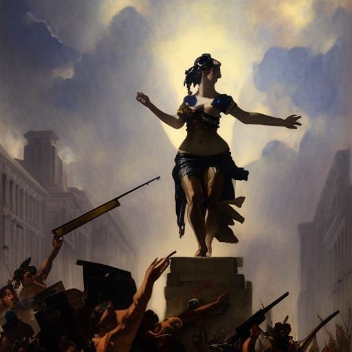 Cyberpunk Liberty Leading the People: Digital Art