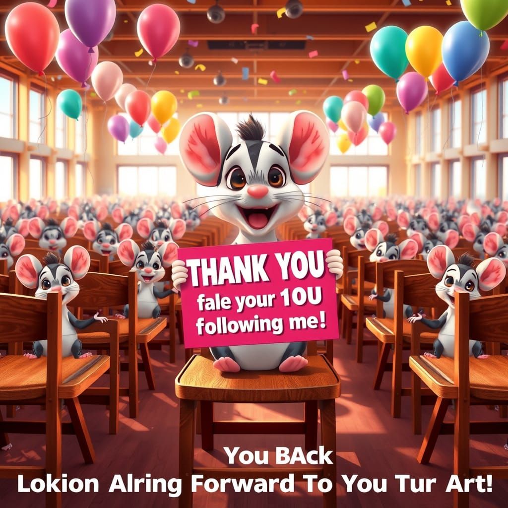 Extreme wide shot. A 3d pixar style cute adorable beautiful baby zebra mouse, with sweet face, enormous Brown eyes, Gian...