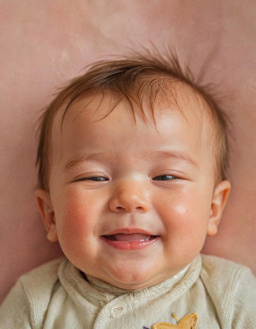 Baby Boy's First Smile: A Digital Watercolor Portrait