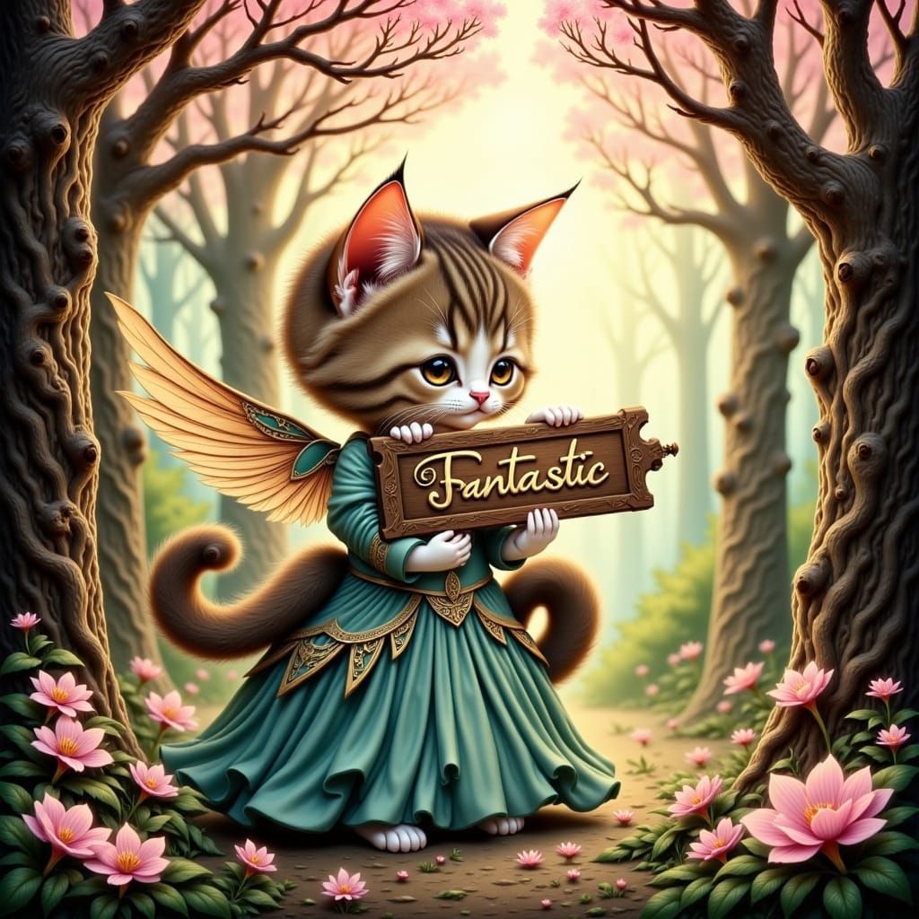 Chibi Tabby Cat Goddess in Elegant Renaissance Setting