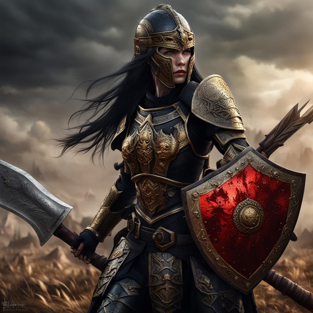 Dragon Woman Blood Warrior in Hyperrealism