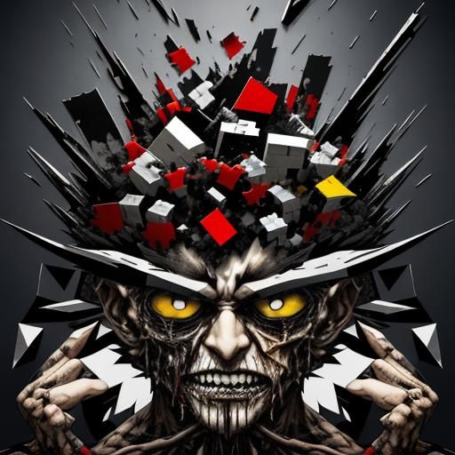 Fragmented Male Face in Dark Surreal Digital Collage