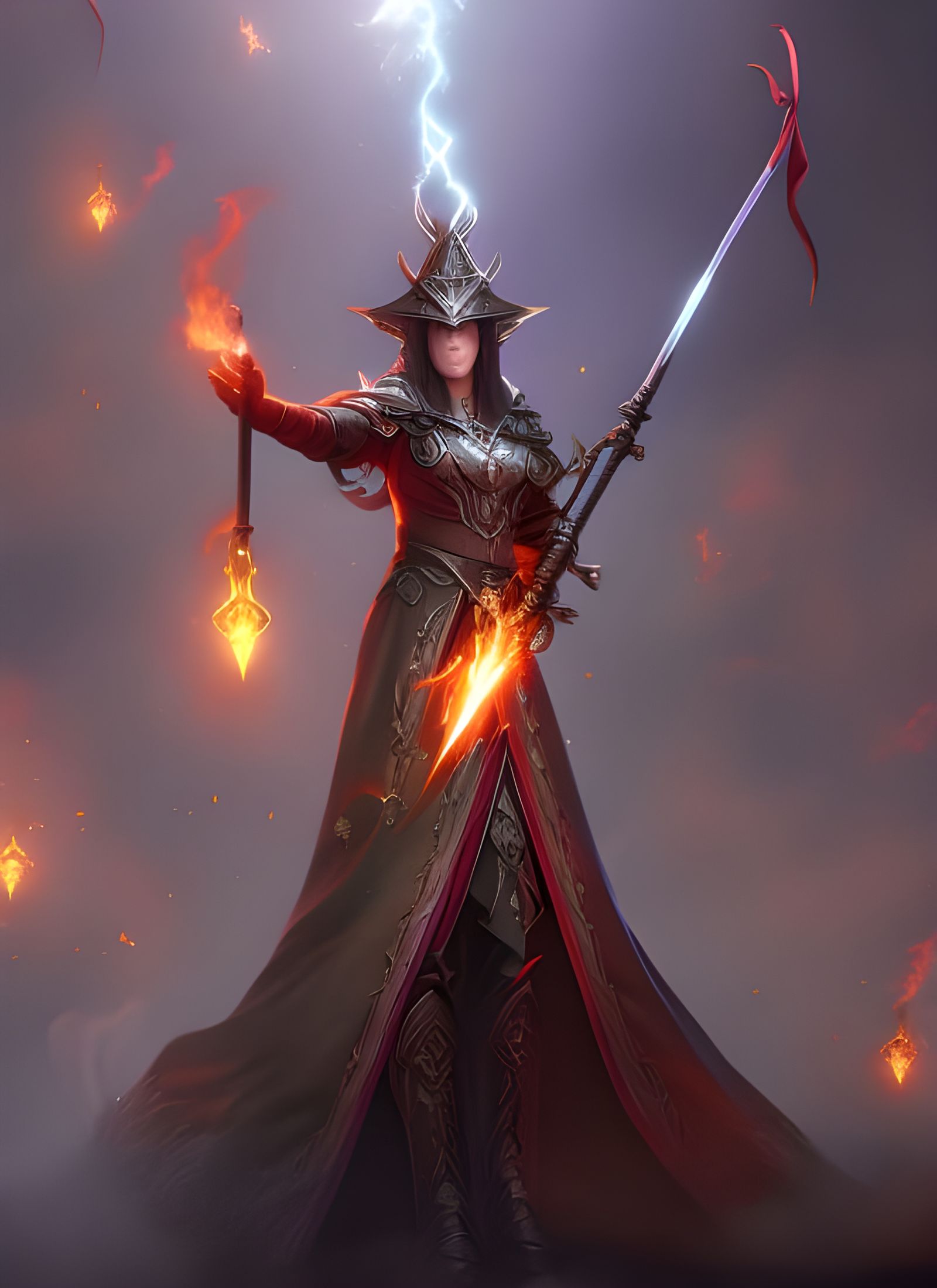 Detailed Wizard Concept Art with Staff Magick