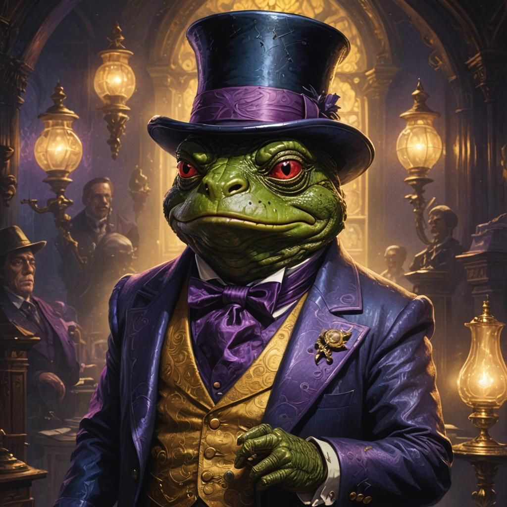 Bullywug Mayor in Ornate Office, Dark Fantasy Art