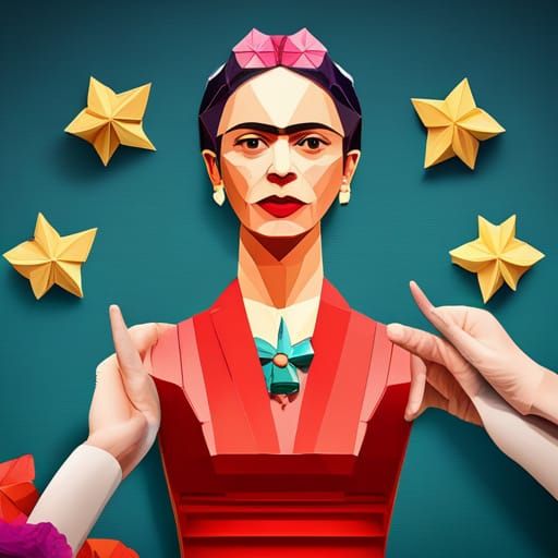 Frida Kahlo Origami Papercraft Portrait