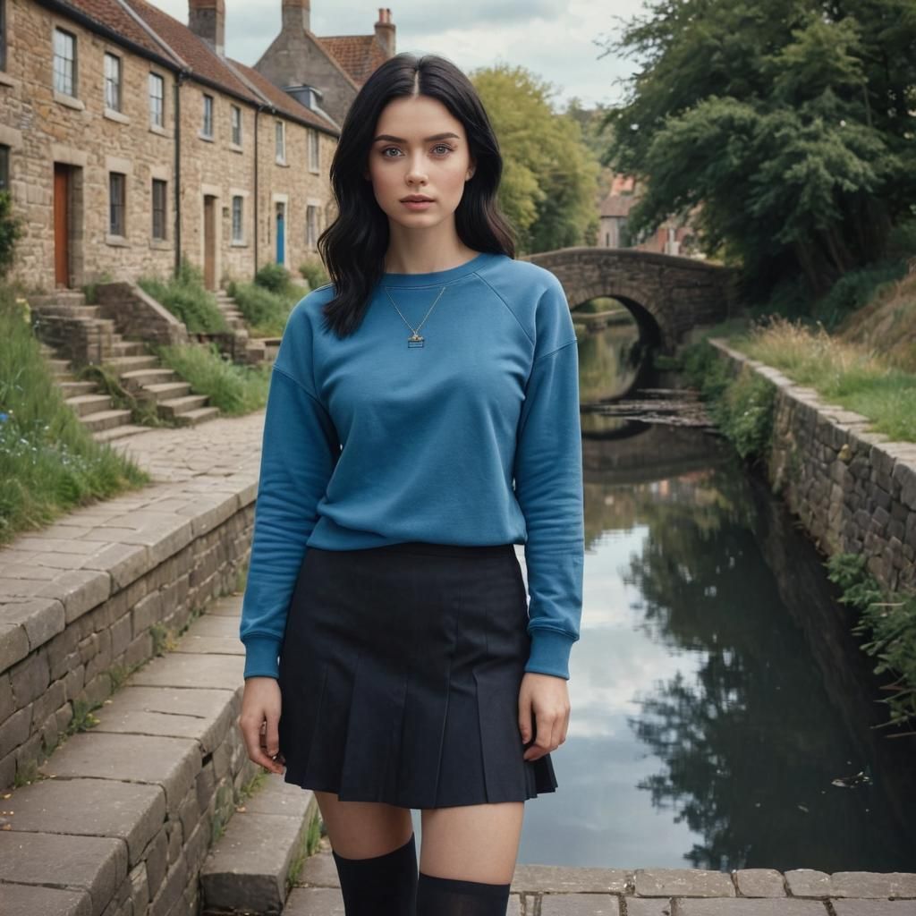 Woman on Canal Towpath: Digital Matte Painting