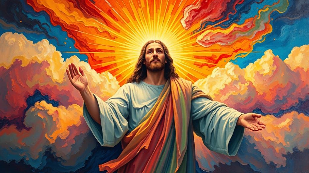 Jesus as Radiant Sun in Neo-Impressionist Expressionist Oil ...