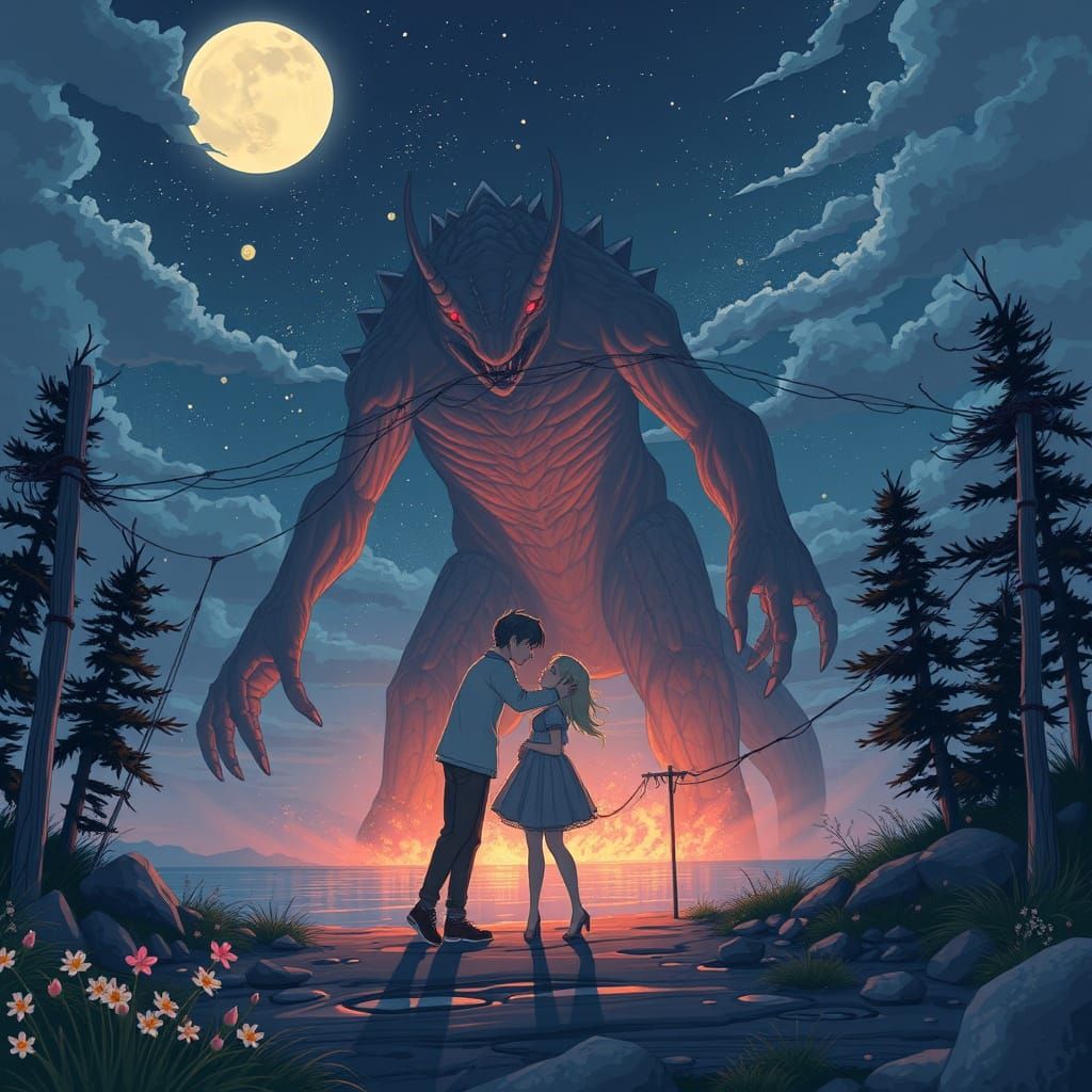 Baltic Kaiju Romance in Anime Style