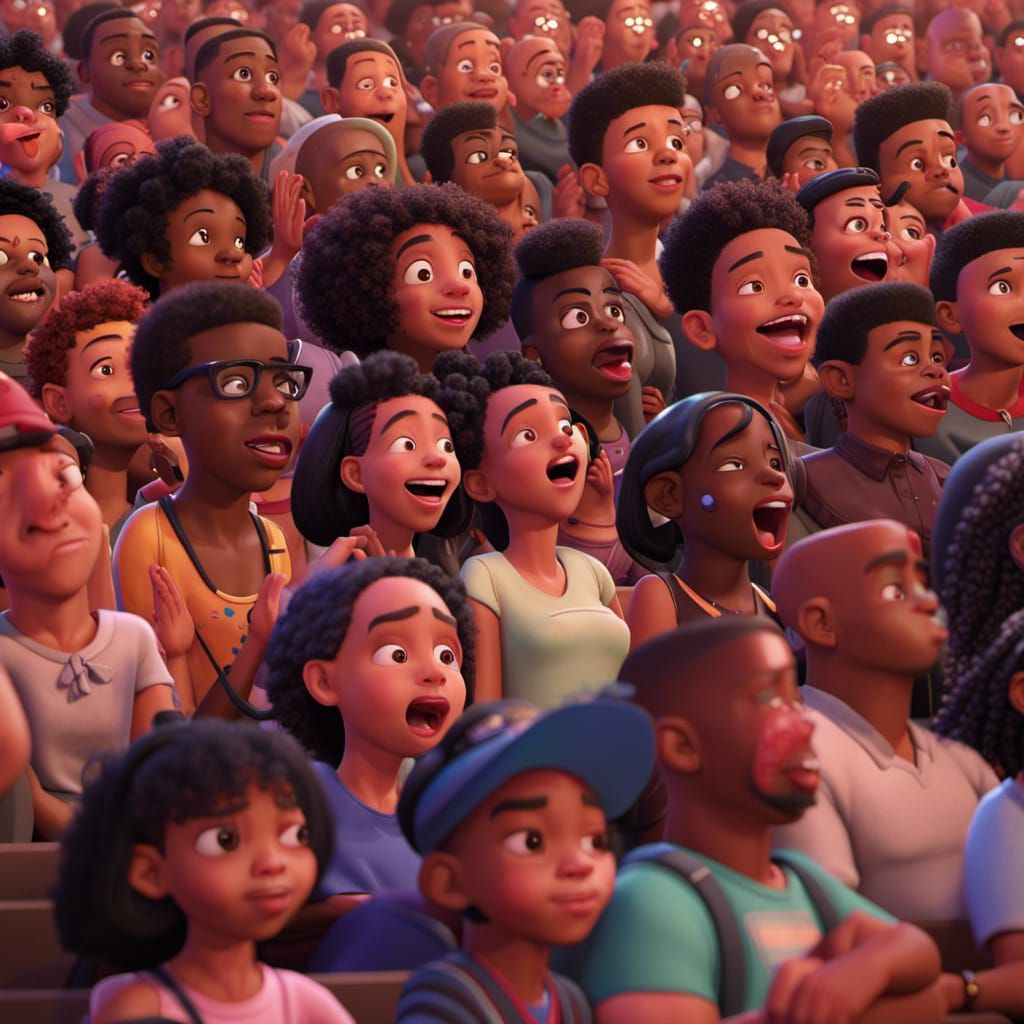 A Captivated Audience at a Performance: 3D Digital Art