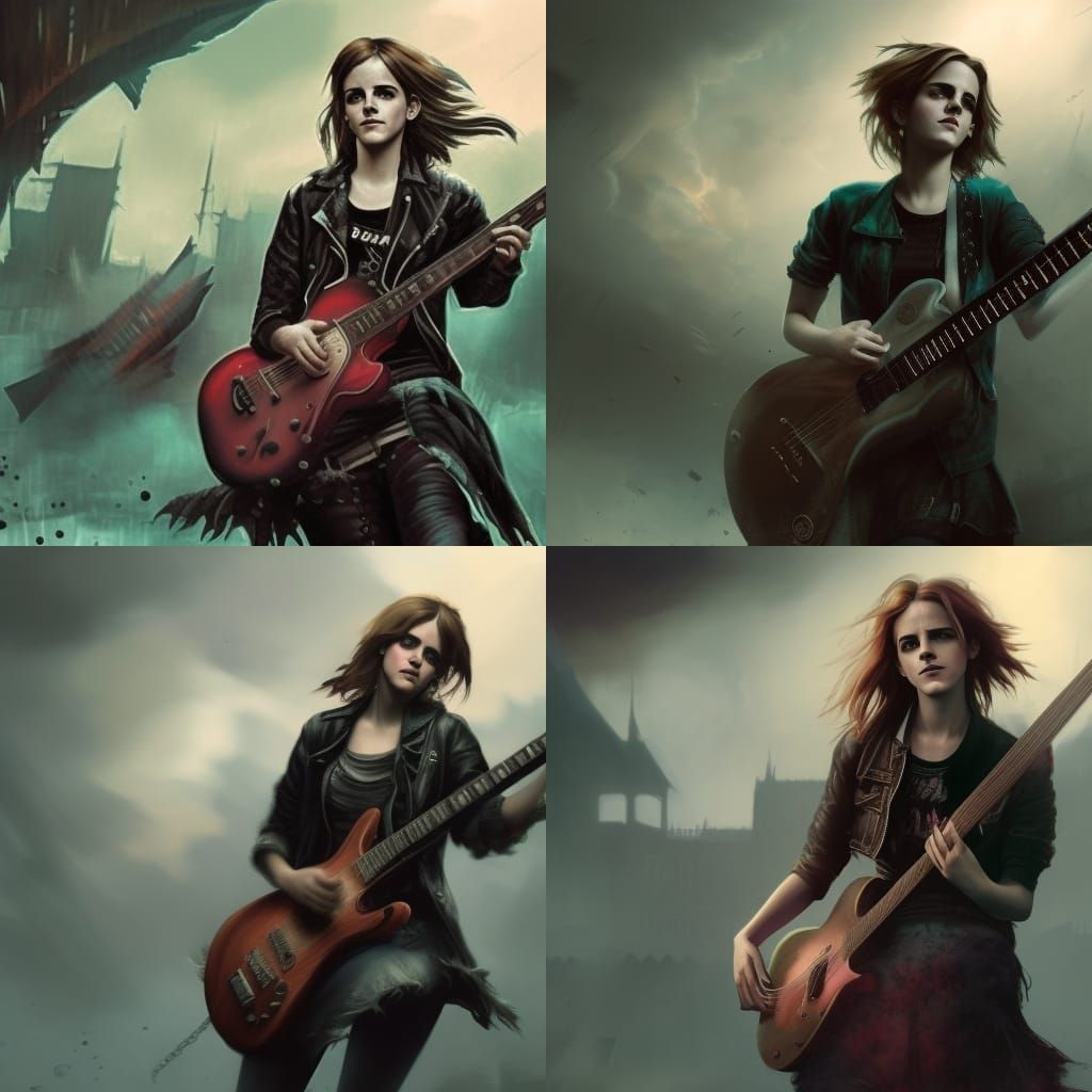 Emma Watson Punk Rocker: Hyperdetailed Dark Fantasy Art