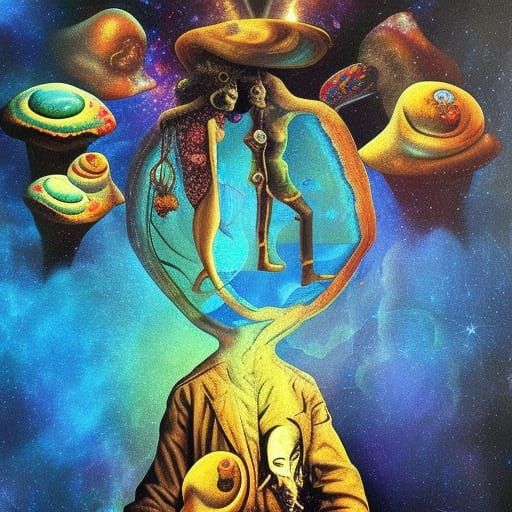 Psychedelic Skeletons in Surreal Cosmic Landscape