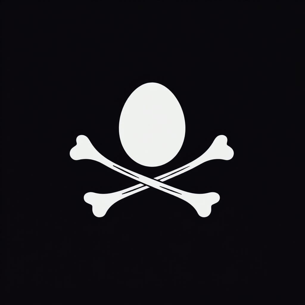 Pirate Flag with Egg Logo in Dystopian Style