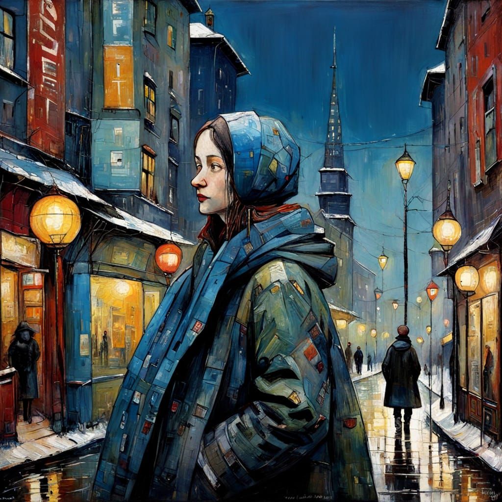 Naive Encaustic Painting with Textured Primitive Style