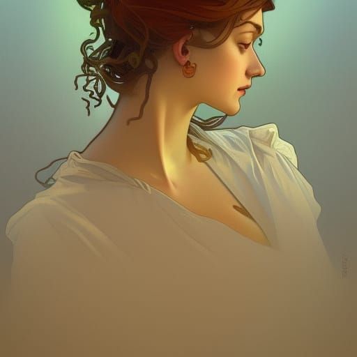 Fox and Tree Portrait in Art Nouveau Style