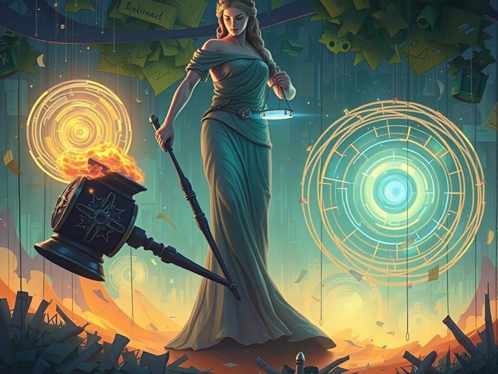 Lady Liberty in Whimsical Legal Dreamscape