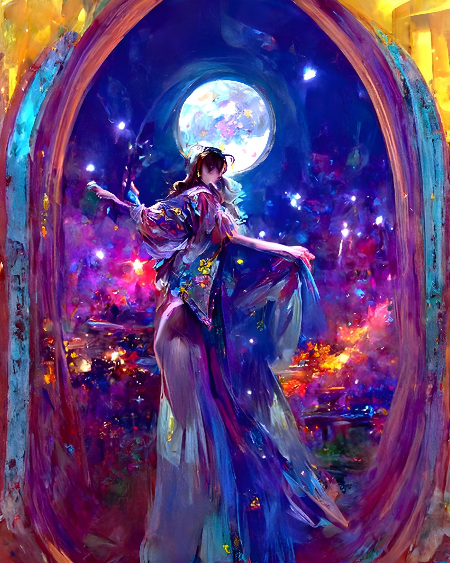 Priestess Dancing Under a Full Moon