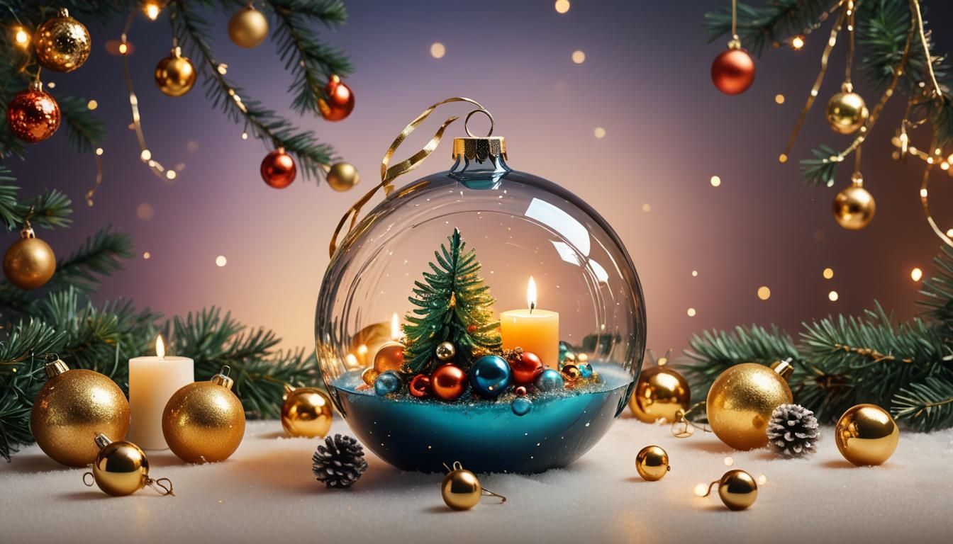 Festive Christmas Bauble in Hyperrealistic Style