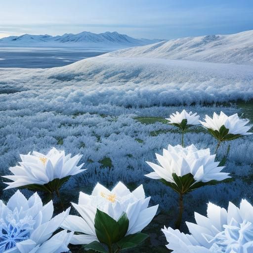 Mesmerizing Frost Flowers on Frozen Land